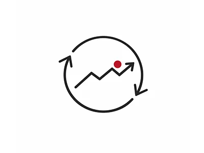 Icon mit Kreis und einem Pfeil für Kampagnenoptimierung