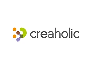 Logo von Creaholic mit farbigen Kreisen links neben dem Schriftzug, das Kreativität und Innovation symbolisiert.