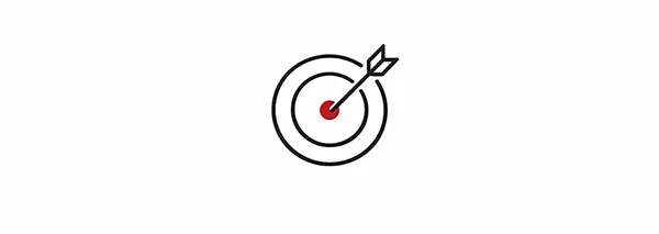 Symbol eines Ziels mit einem Pfeil in der Mitte für Präzision und Zielerreichung in Google Ads Kampagnen