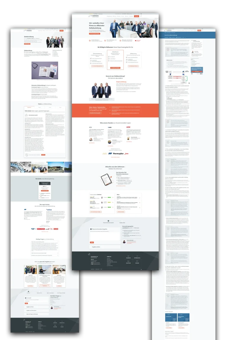 Webdesign mit verschiedenen SEO-Seitentypen für einen Zolldienstleister aus Zürich