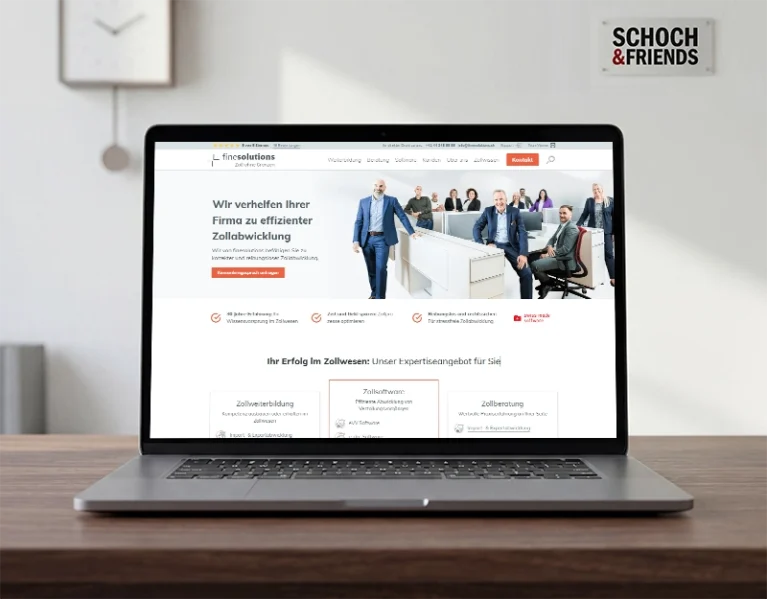 Laptop mit Referenz-Website für ein SEO und Webdesign-Projekt eines Zolldienstleister aus Zürich