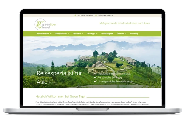 Webdesign-Screenshot für ein SEO-Projekt mit einem Reiseveranstalter aus Freiburg